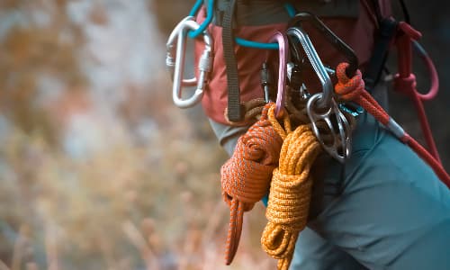 shock cords attached to harness